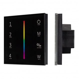 Панель SMART-P22-RGBW-G-IN Black (12-24V, 4x3A, Sens, 2.4G) (Arlight, IP20 Пластик, 5 лет) : SMART Панели Standalone [12-48V]