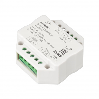 Контроллер-выключатель SMART-S2-SWITCH (230V, 1.5A, 2.4G) (Arlight, IP20 Пластик, 5 лет) : SMART Релейные модули [230V]