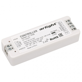 Контроллер SMART-K1-RGB (12-24V, 3x3A, 2.4G) (Arlight, IP20 Пластик, 5 лет) : SMART Контроллеры CV [12-48V]