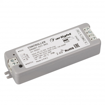 Контроллер SMART-K21-MIX (12-24V, 2x5A, 2.4G) (Arlight, IP20 Пластик, 5 лет) : SMART Контроллеры CV [12-48V]