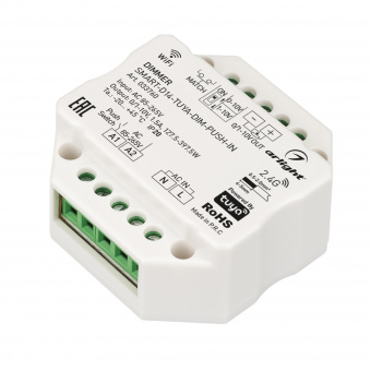 Диммер SMART-D14-TUYA-DIM-PUSH-IN (230V, 1.5A, 0/1-10V, 2.4G) (Arlight, IP20 Пластик, 5 лет) : SMART TUYA [Wi-Fi, Bluetooth]