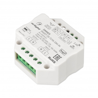 Диммер SMART-D5-TUYA-DIM-IN (230V, 1.5A, TRIAC, WiFi, 2.4G) (Arlight, IP20 Пластик, 5 лет) : SMART TUYA [Wi-Fi, Bluetooth]