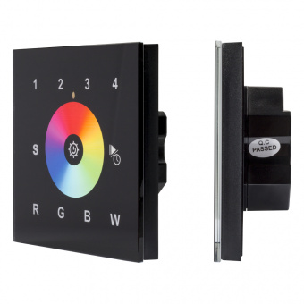 INTELLIGENT ARLIGHT Сенсорная панель DALI-901-11-4G-RGBW-DT6-IN Black (BUS/230V) (IARL, IP20 Пластик, 3 года) : DALI Панели Sens [DIM,MIX,RGB,RGBW]