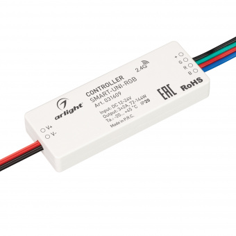 Контроллер SMART-UNI-RGB (12-24V, 3x2A, 2.4G) (Arlight, IP20 Пластик, 5 лет) : SMART Контроллеры CV [12-48V]