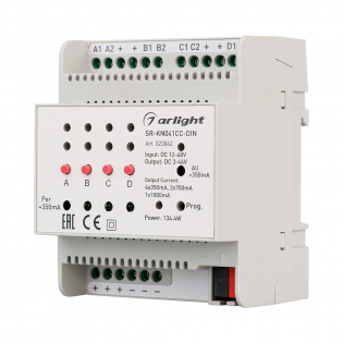 Контроллер тока SR-KN041CC-DIN (12-48V, 4x350/700mA) (Arlight, -) : KNX Диммеры CC [12-48V]