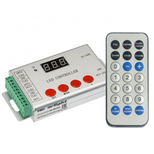 Контроллер HX-802SE-2 (6144 pix, 5-24V, SD-карта, ПДУ) (Arlight, -) : SPI Контроллеры [SD-карта]