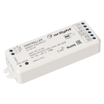Контроллер SMART-K30-MULTI (12-24V, 5x3A, RGB-MIX, 2.4G) (Arlight, IP20 Пластик, 5 лет) : SMART Контроллеры CV [12-48V]