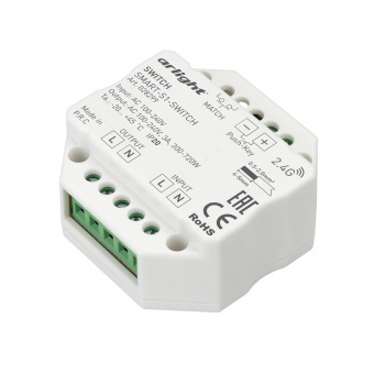 Контроллер-выключатель SMART-S1-SWITCH (230V, 3A, 2.4G) (Arlight, IP20 Пластик, 5 лет) : SMART Релейные модули [230V]