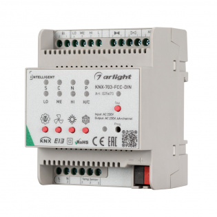 INTELLIGENT ARLIGHT Контроллер фанкойла KNX-703-FCC-DIN (230V, 3x6A) (IARL, Пластик) : KNX Конвертеры и сервис
